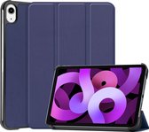 Hoes Geschikt voor iPad Air 2022 Hoes Tri-fold Tablet Hoesje Case - Hoesje Geschikt voor iPad Air 5 2022 Hoesje Hardcover Bookcase - Donkerblauw
