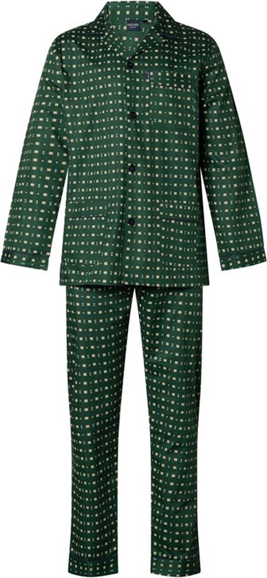 Heren pyjama poplin katoen doorknoop 9429 64 groen