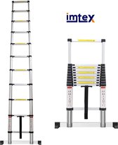 IMTEX Telescopische ladder - aluminium - 3.80 meter hoog - met balk