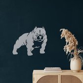 Wanddecoratie |Amerikaanse Bully Dog / American Bully Dog| Metal - Wall Art | Muurdecoratie | Woonkamer |Zilver| 60x52cm