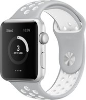 Mobigear Active Siliconen Bandje Geschikt voor Apple Watch Series 6 (40mm) - Wit / Zilver