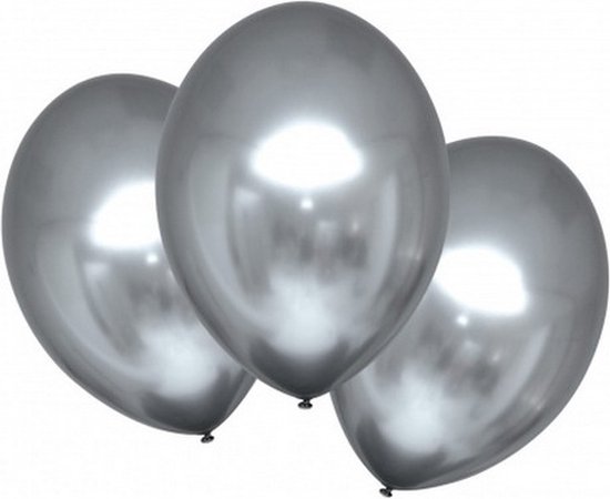 ballonnen metallic 27,5 cm latex platinum 6 stuks