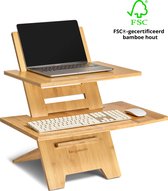 Duurzaam sta bureau – Standing desk – Laptopstandaard en Toetsenbordstandaard – Zit sta bureau in hoogte verstelbaar – Duurzaam bamboe – Thuiswerken – Ergonomisch werken - Xergonom