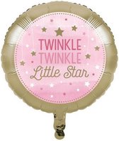 ballon Twinkle Girl meisjes 46 cm folie roze/goud