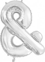 folieballon ampersand 86 cm zilver