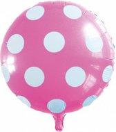 folieballon stippen 46 cm roze/wit
