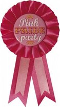 rozet ''Pink pride party'' roze 8 x 14,5 cm