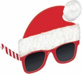 kerstbril met -muts 17 cm rood/wit one-size