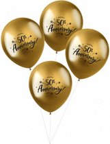 ballonnen 50th Anniversary 33 cm latex goud 4 stuks