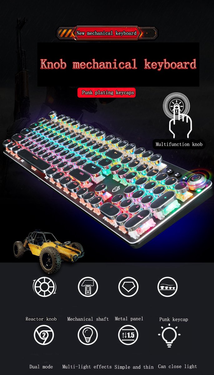 COOL uitstraling EN GEAVANCEERD Gaming Keyboard - EXTRA Lang Bedraad RGB Verlicht Toetsenbord – 30 Lampjes - Toetsenbord - Zwart