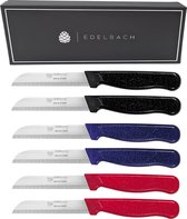 Edelbach® hoog kwaliteit keukenmessen set 6x zeer scherp schilmesje RVS made in Germany
