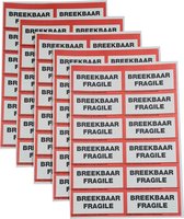 Etiketten Stickers Breekbaar Rood Kader - 1200 Etiketten - Labels - 100 × 47mm - Zonder lijmresten - Geschikt voor verzenden/kantoor/verhuizen - 100 vellen × 12 stuks