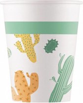 feestbekers Cactus 200 ml karton wit/mintgroen 8 stuks