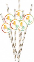 rietjes Eenhoorn 20 cm papier wit/goud 6 stuks