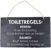 hangdecoratie Toiletregel 15 x 25 cm leisteen grijs