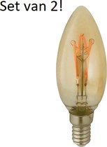 Set van 2 Led lamp E14 - Kaarslamp - Dimbaar - Goud - 4W - 2200K