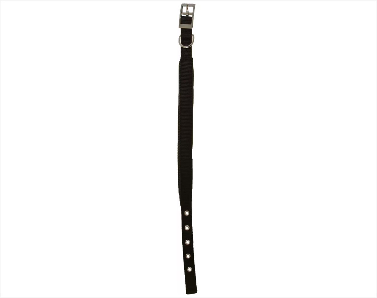 Nylon halsband dubbel zwart 20mm breed 45 cm lang