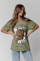 Colourful Rebel Golden Soul T-shirt  Groen Dames - Boxy Fit - Organisch Katoen - S