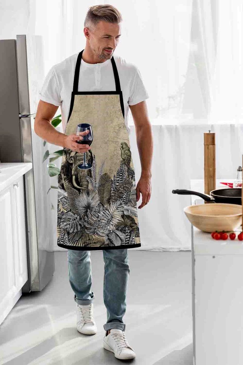 Zijou Keukenshort Olifant ontwerp - linnen stof 80x70 cm