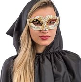 verkleedmasker Venetiaans dames crÃ¨me/goud