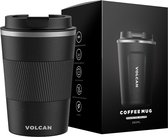Volcan RVS Koffiebeker To Go met Sleeve - Thermosbeker - Theebeker - Coffee - Zwart