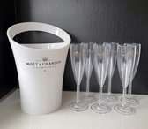 Moët & Chandon Ice Imperial koeler / Ice bucket inclusief 6 transparante flute glazen / Luxe Wijnkoeler en Champagneglas 6x