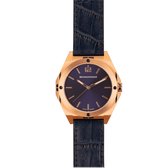 Brunmontagne Representor 42mm Rgoud/Geborstelde bezel/Blauw/Lederen band