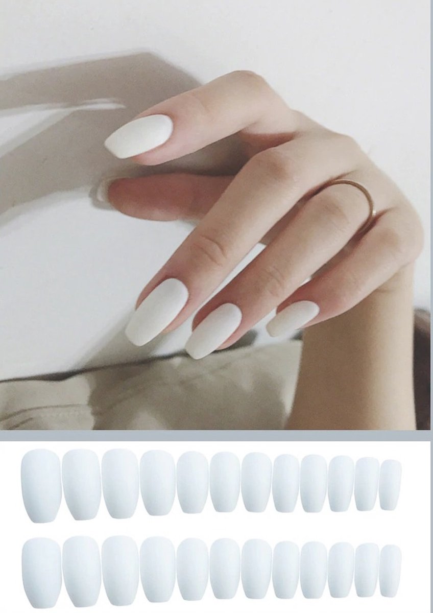 24 Stuks Matte Nepnagels | Wit | Kunstnagels