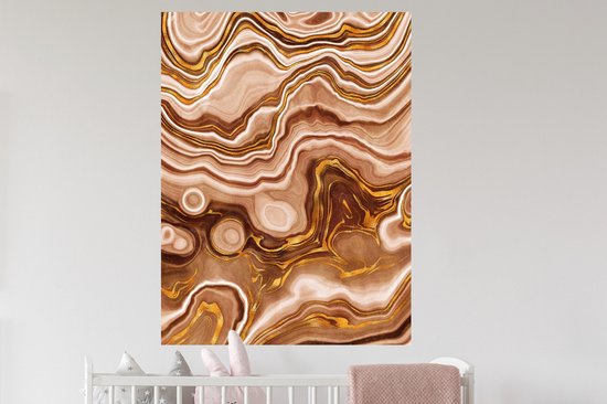 Stickers muraux - Marbre - Or - Cercle - 90x120 cm - Feuille adhésive