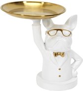 Beeld Bulldog Butler - wit - H 21 cm