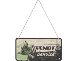Metalen Wandbord (Hangbord) Fendt Service - 15 x 20 cm met koord
