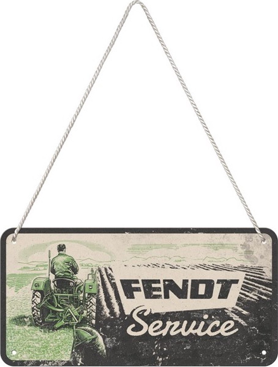 Nostalgic Art Merchandising Metalen Wandbord (Hangbord) Fendt Service - 15 x 20 cm met koord multi