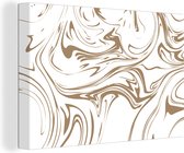 Canvas Schilderij Marmer - Beige - Wit - 60x40 cm - Wanddecoratie