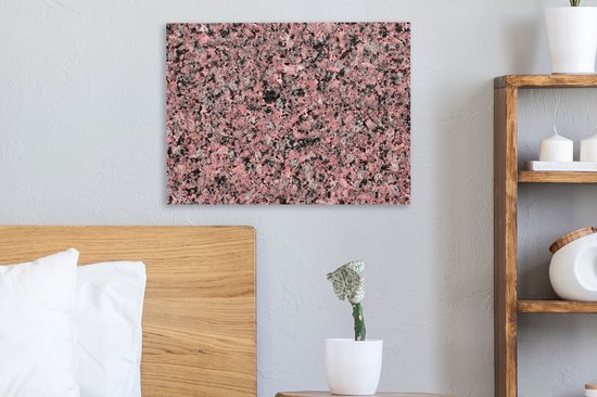 Tableau sur toile Granit - Rose - Zwart - Cristal - 40x30 cm - Décoration murale