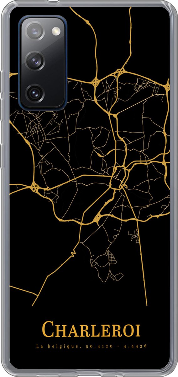 Telefoonhoesje Geschikt voor Samsung Galaxy S20 FE hoesje - Charleroi - Kaart - Goud - Siliconen Telefoonhoesje Telefoonhoesje