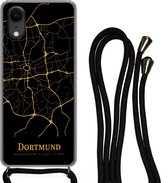 Telefoonkoord - Telefoonketting - Telefoonhoesje Geschikt voor iPhone XR - Dortmund - Kaart - Goud - Siliconen - Crossbody - Telefoonhoesje met koord