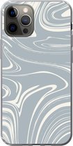 Geschikt voor iPhone 12 Pro hoesje - Marmer print - Geel - Patronen - Siliconen Telefoonhoesje