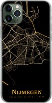 Geschikt voor iPhone 11 Pro Max hoesje - Nijmegen - Kaart - Goud - Zwart - Siliconen Telefoonhoesje