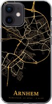 Geschikt voor iPhone 12 hoesje - Arnhem - Kaart - Goud - Zwart - Siliconen Telefoonhoesje