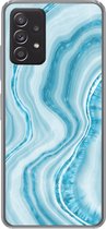 Geschikt voor Samsung Galaxy A33 5G hoesje - Marmer print - Blauw - Lijn - Siliconen Telefoonhoesje