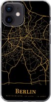 Geschikt voor iPhone 12 hoesje - Berlijn - Kaart - Goud - Siliconen Telefoonhoesje