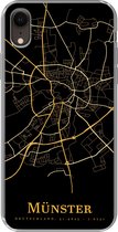 Geschikt voor iPhone XR hoesje - Münster - Kaart - Goud - Siliconen Telefoonhoesje