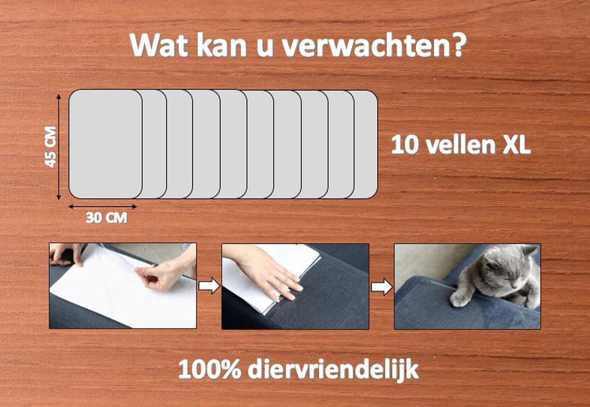 Huisdieren krabschade bescherming van tripleAgoods - 10 STUKS XL - EXTRA GROOT (45 x 30CM) - bescherming tegen krabschade katten en honden - anti krab katten - antikrabben - bankbeschermer - kleeft enkelzijdig thumbnail 6