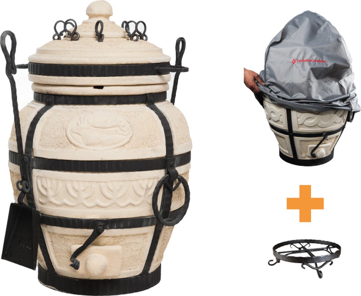 Keramische tandoor Hunter - Multifunctionele Houtoven BBQ - Voor de Fijnproever! *** Met onderstel EN beschermhoes