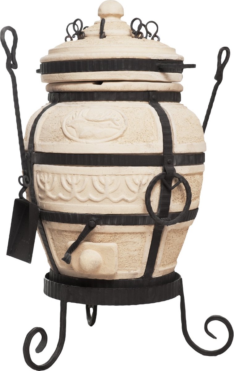 Keramische tandoor Hunter - Multifunctionele Houtoven BBQ - Voor de Fijnproever! *** Met gietijzeren onderstel