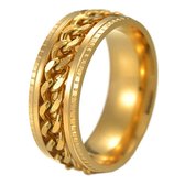 Anxiety Ring - (Ketting) - Stress Ring - Fidget Ring - Anxiety Ring For Finger - Draaibare Ring - Spinning Ring - Goud-Goud - (23.25mm / maat 73)