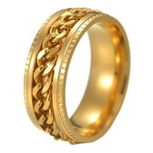 Anxiety Ring - (Ketting) - Stress Ring - Fidget Ring - Anxiety Ring For Finger - Draaibare Ring - Spinning Ring - Goud-Goud - (19.25mm / maat 60)