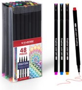 STARKSØN® 48 Stuks Fineliner & Pigment Pennen Set – Fine Liner - Kalligrafie Set - Kalligrafiepennen – Kleuren