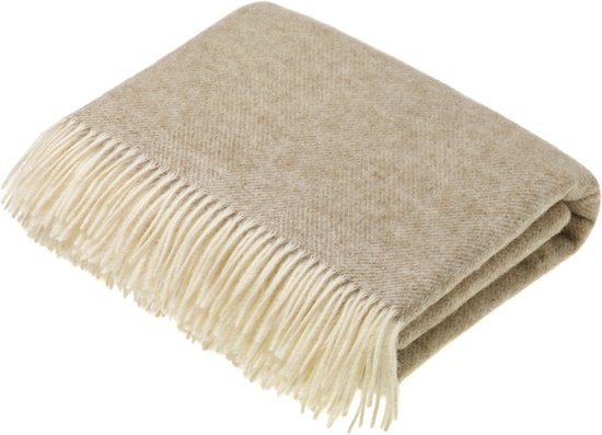Plaid Visgraat Beige - Shetland Lamswol - 140x185 - Bronte by Moon Scotland