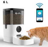 Automatische voerbak -  Automatische voerbak Kat en Hond – Voerautomaat – WiFI voerautomaat – Voerbak – Voerdispenser – Met smartphone besturing – Met stemopname – Voerinhoud 6 Liter – Wit